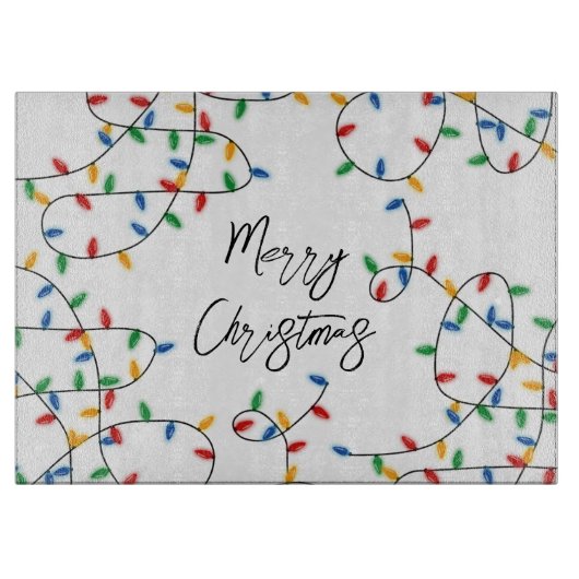 Colorful Festive Merry-kerstlampje Snijplank (Voorkant)