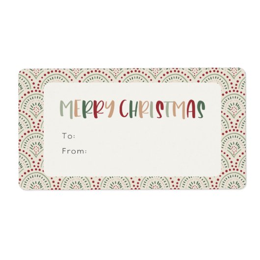 Colorful Festive Merry-kerstrectangle - cadeautje Etiket (Voorkant)