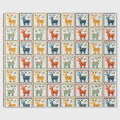 Colorful Festive Reindeer Holiday Design Cadeaupapier (Vlak)