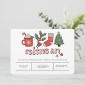 Colorful Festive Retro kerstparty Kaart (Staand voorkant)