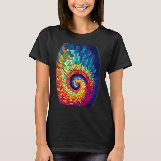 Colorful Fibonacci Spiral Psychedelic Colors Abstr T-shirt (Voorkant)