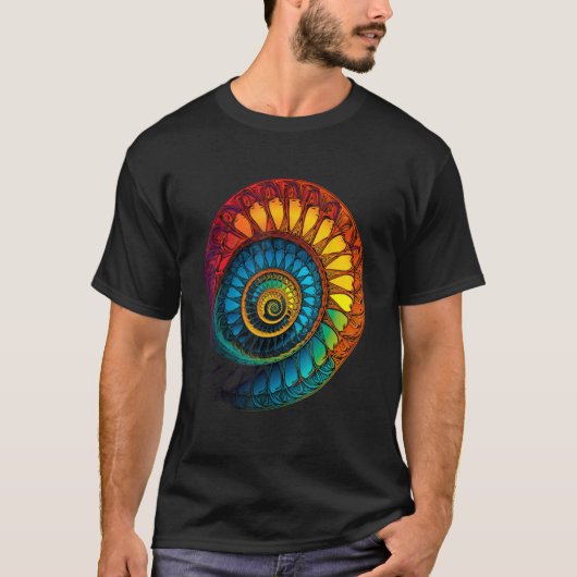 Colorful Fibonacci Spiral Psychedelic Colors Abstr T-shirt (Voorkant)