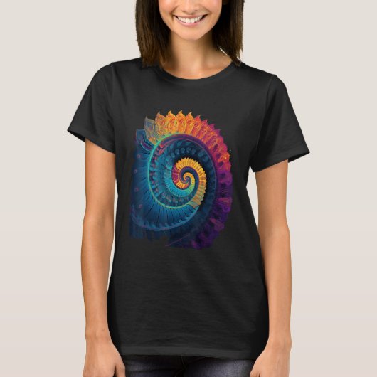 Colorful Fibonacci Spiral Psychedelic Colors Abstr T-shirt (Voorkant)