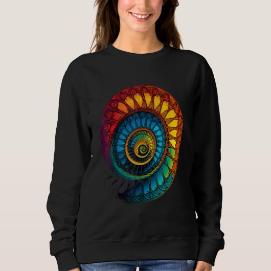 Colorful Fibonacci Spiral Psychedelic Colors Abstr Trui (Voorkant)