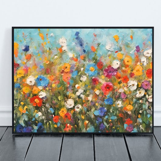 Colorful Field of Wildflowers unframed Poster