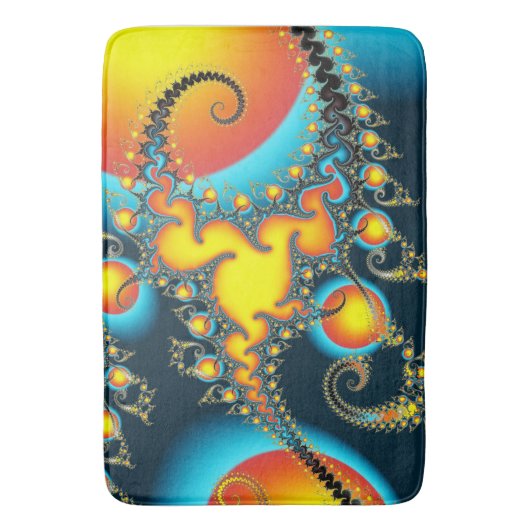 Colorful Fiery Fractal Monogram Badmat (Voorkant Verticaal)