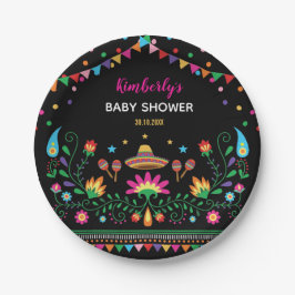 Colorful Fiesta Baby shower / Mexicaanse verjaarda Papieren Bordje