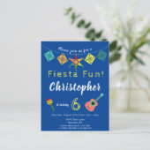 Colorful Fiesta Boys Birthday Party Invitation Briefkaart (Staand voorkant)