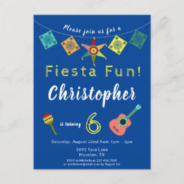 Colorful Fiesta Boys Birthday Party Invitation Briefkaart