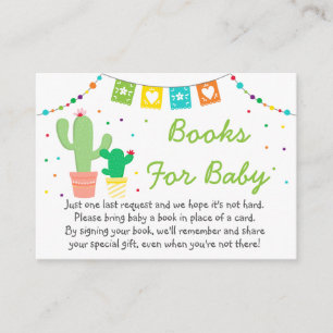 Colorful Fiesta Cactus Baby shower Book Request Informatiekaartje