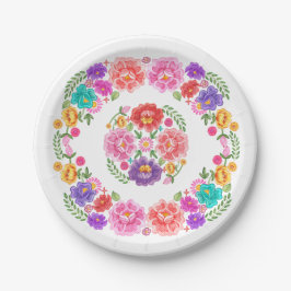Colorful Fiesta Floral Pattern Mexican Senorita Papieren Bordje