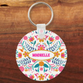 Colorful Fiesta Mexican Flower Spain Latina Sleutelhanger (Voorkant)