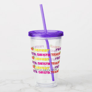 Colorful Fiesta Siesta Tequila Repat Bachelorette Acryl Drinkbeker