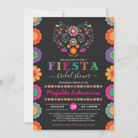Colorful Fiesta Vrijgezellenfeest Mexicaanse bloem Kaart (Voorkant)