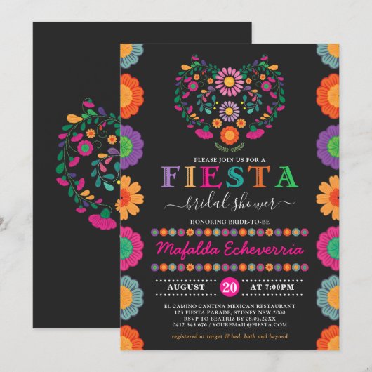 Colorful Fiesta Vrijgezellenfeest Mexicaanse bloem Kaart (Voorkant / Achterkant)