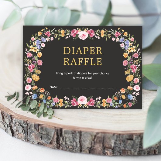 Colorful Fiesta Wildflower Garden Diaper Raffle Informatiekaartje