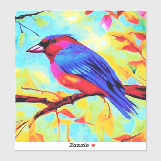 Colorful Finch Art Sticker (Vel)