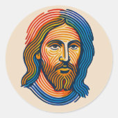 Colorful Fingerprint Portrait of Jesus Sticker (Voorkant)