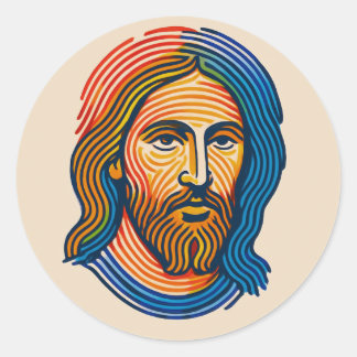 Colorful Fingerprint Portrait of Jesus Sticker