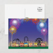 Colorful Fireworks Ferris Wheel Amusement Park Briefkaart (Voorkant / Achterkant)