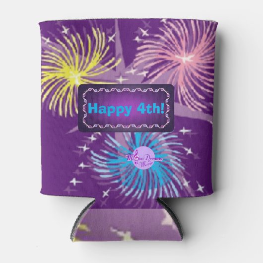 Colorful Fireworks Happy 4th Koelbox Blikjeskoeler (Voorkant)