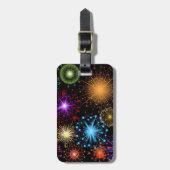 Colorful Fireworks Nieuwjaar Bagagelabel (Voorkant verticaal)