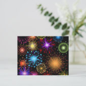 Colorful Fireworks Nieuwjaar Feestdagenkaart (Staand voorkant)