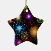 Colorful Fireworks Nieuwjaar Keramisch Ornament (Rechts)