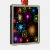 Colorful Fireworks Nieuwjaar Metalen Ornament (Rechts)