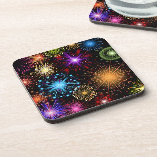 Colorful Fireworks Nieuwjaar Onderzetter (Linkerzijde)