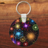 Colorful Fireworks Nieuwjaar Sleutelhanger (Voorkant)
