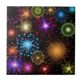 Colorful Fireworks Nieuwjaar Tegeltje (Voorkant)