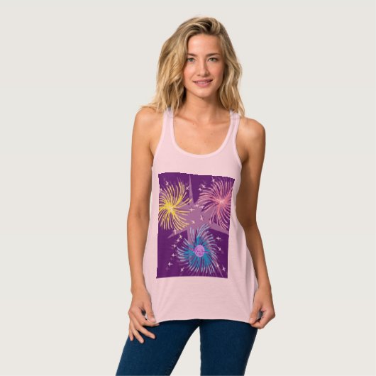 Colorful Fireworks Paars Racerback Tanktop (Volledige Voorkant)