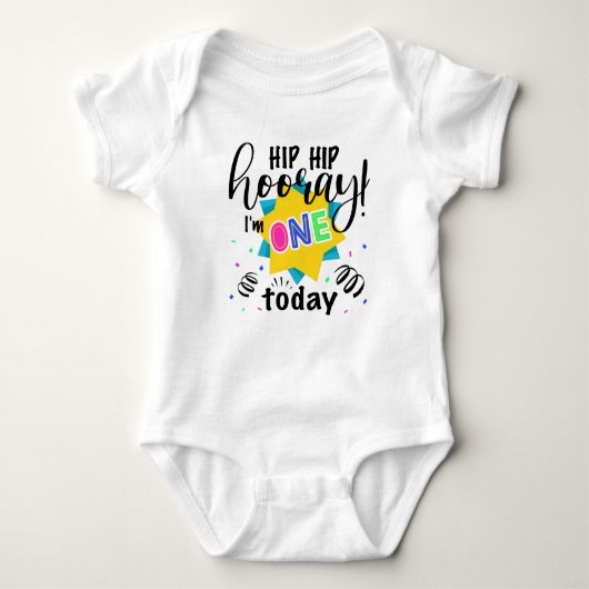 Colorful First Birthday Baby Jersey Bodysuit (Voorkant)