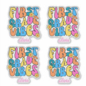 Colorful First Grade Vibes Back to School Retro Sticker (Voorkant)