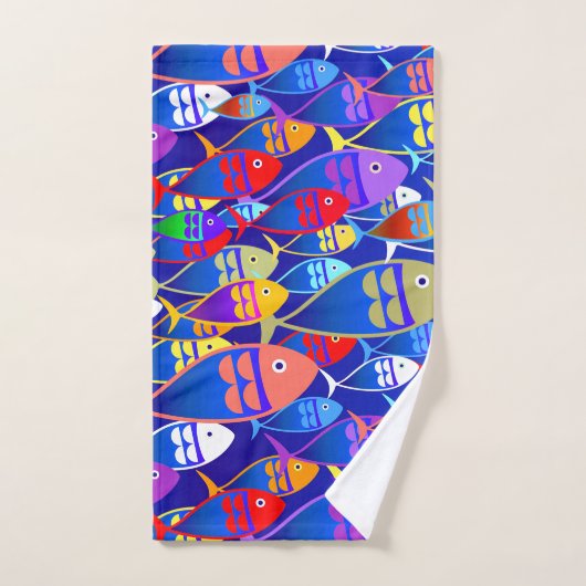Colorful Fish Art Deco Design Bad Handdoek (Handdoek)