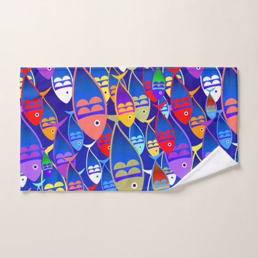 Colorful Fish Art Deco Design Bad Handdoek (Handdoek)
