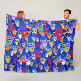 Colorful Fish Art Deco Design Fleece Deken