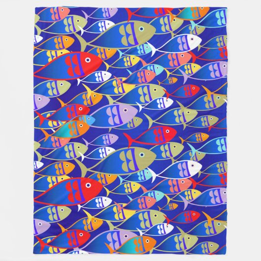 Colorful Fish Art Deco Design Fleece Deken (Voorkant)