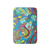 Colorful Fish & Floral Art Bath Mat  (Voorkant Verticaal)