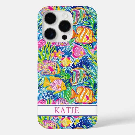 Colorful Fish Monogrammed  Case-Mate iPhone Case (Achterkant)