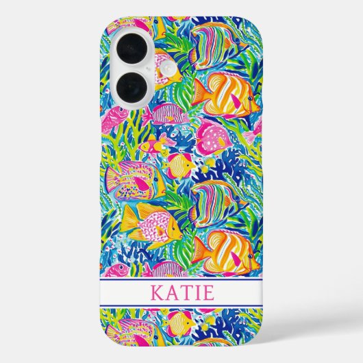 Colorful Fish Monogrammed Case-Mate iPhone Case (Achterkant)