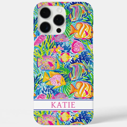 Colorful Fish Monogrammed Case-Mate iPhone Case (Achterkant)