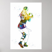 Colorful Flag Football Girl Poster (Voorkant)