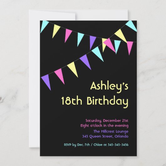 Colorful Flags 18th Birthday Invitation Kaart (Voorkant)