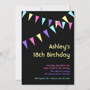 Colorful Flags 18th Birthday Invitation Kaart