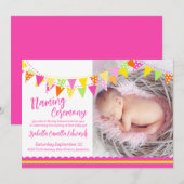 Colorful flags meiden baby naming nodigen kaart (Voorkant / Achterkant)