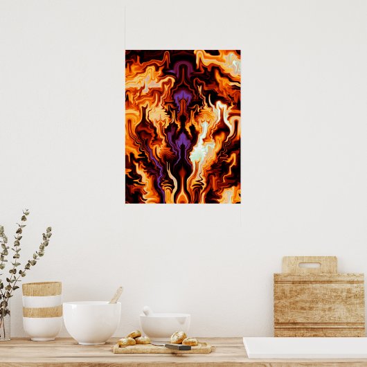 Colorful Flames Fractal Poster (Keuken)