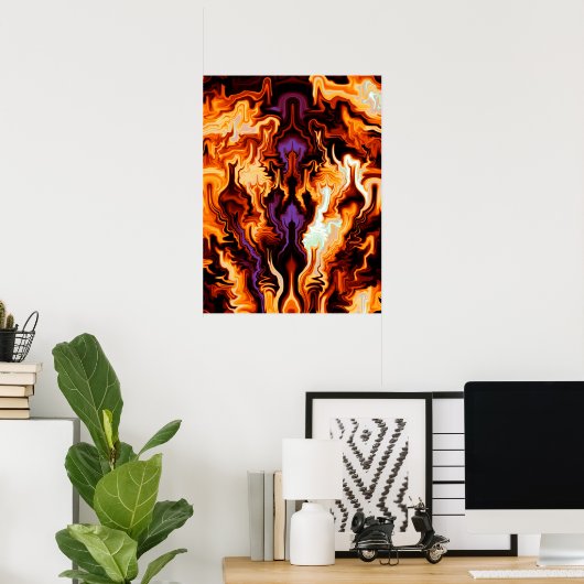 Colorful Flames Fractal Poster (Thuiskantoor)