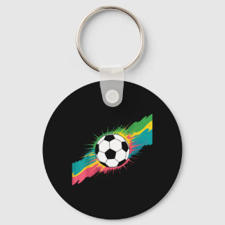 Colorful Flaming Soccer Ball Design For Players Sleutelhanger